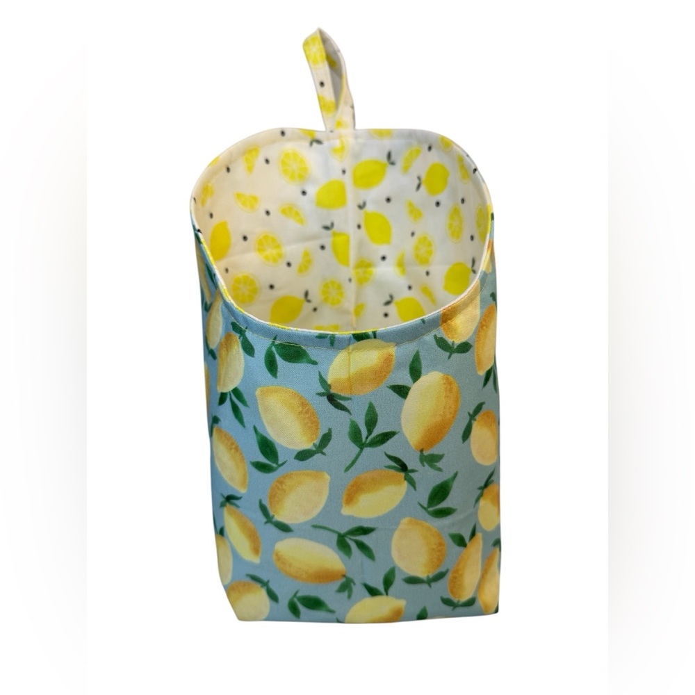 Lemon Print Hanging Fabric Storage Pod Yellow And Green New